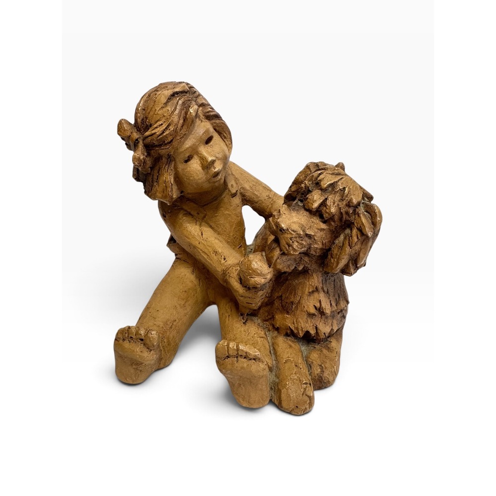 Vintage MCM Lee Bortin Originals Sculpture Girl Feeding Dog Ice Cream Figurine